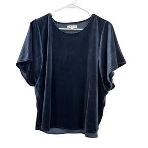 Madewell Women's Butterfly Velvet Top Blue XL